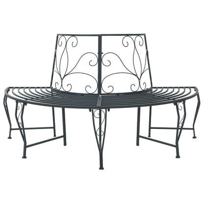 vidaXL Tree Bench 4-Seater 160 x 80 x 89 cm Steel Silver Grey - 31071