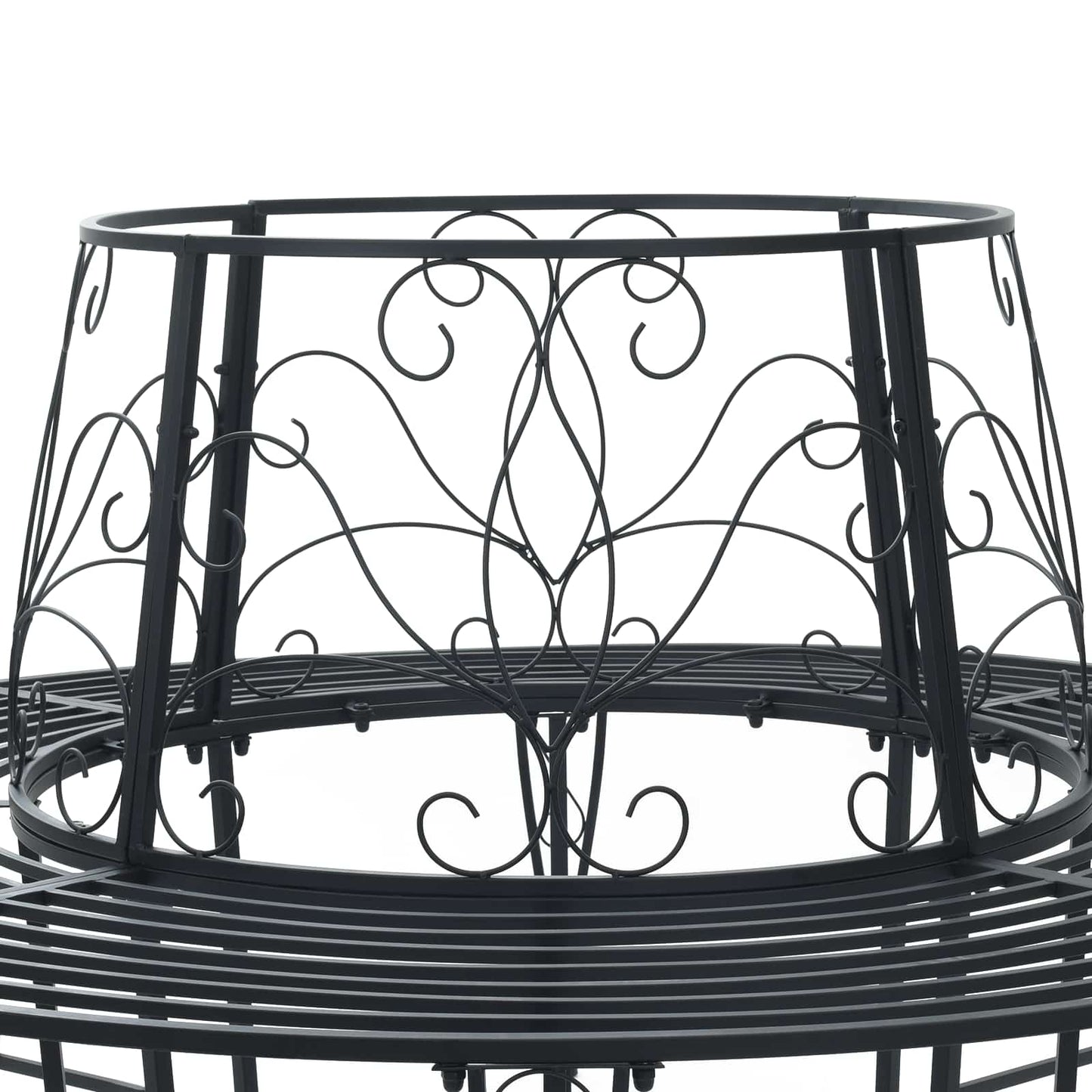 vidaXL Tree Bench 8-Seater Ø 160 x 89 cm Steel Black Round - 31586