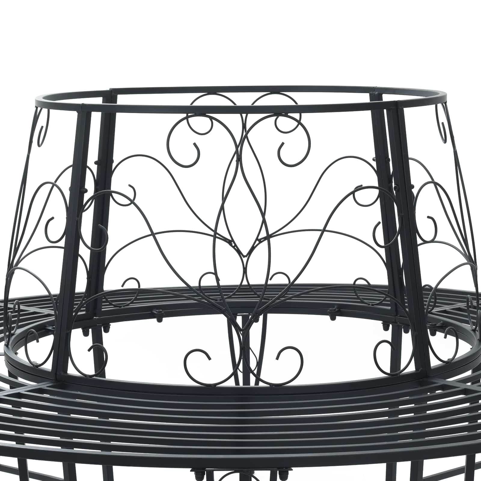 vidaXL Tree Bench 8-Seater Ø 160 x 89 cm Steel Black Round - 31586