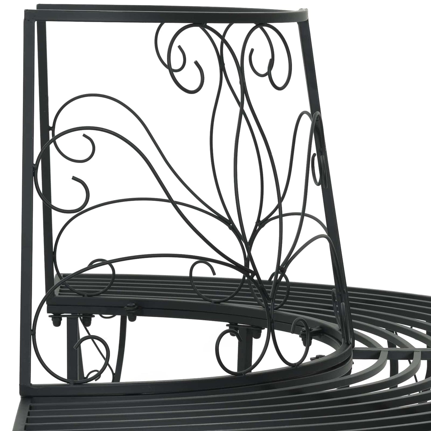 vidaXL Tree Bench 4-Seater 160 x 80 x 89 cm Steel Black Half-round - 31587