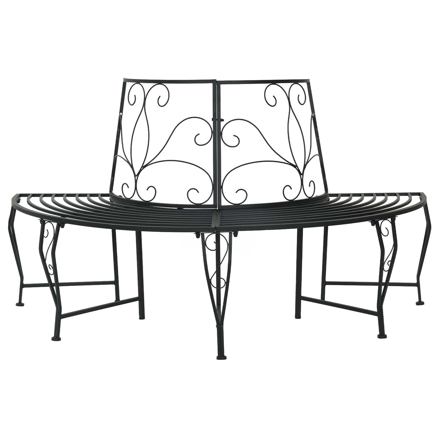 vidaXL Tree Bench 4-Seater 160 x 80 x 89 cm Steel Black Half-round - 31587