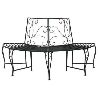 vidaXL Tree Bench 4-Seater 160 x 80 x 89 cm Steel Black Half-round - 31587