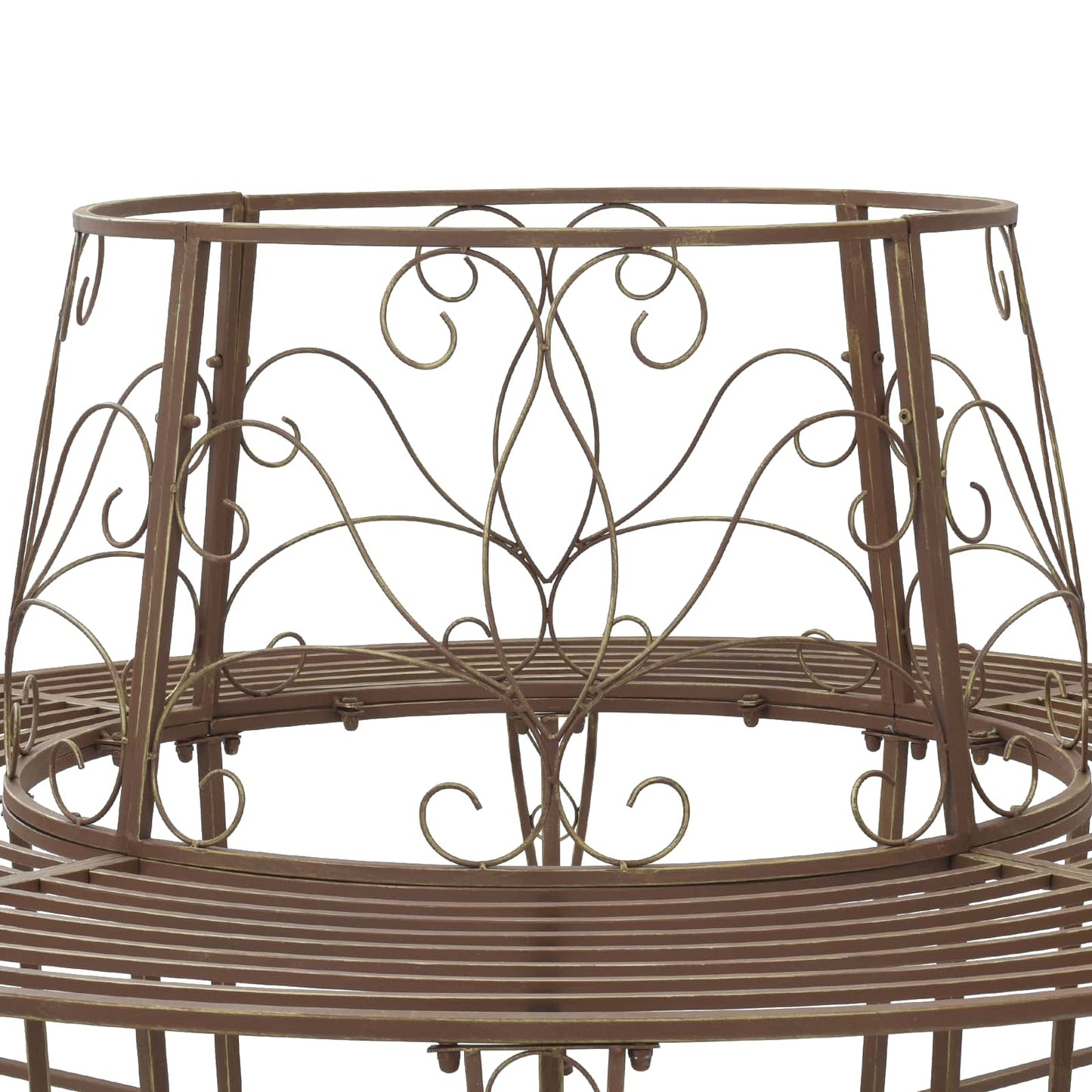 vidaXL Tree Bench 8-Seater Ø 160 x 89 cm Steel Antique Brown Round - 31590