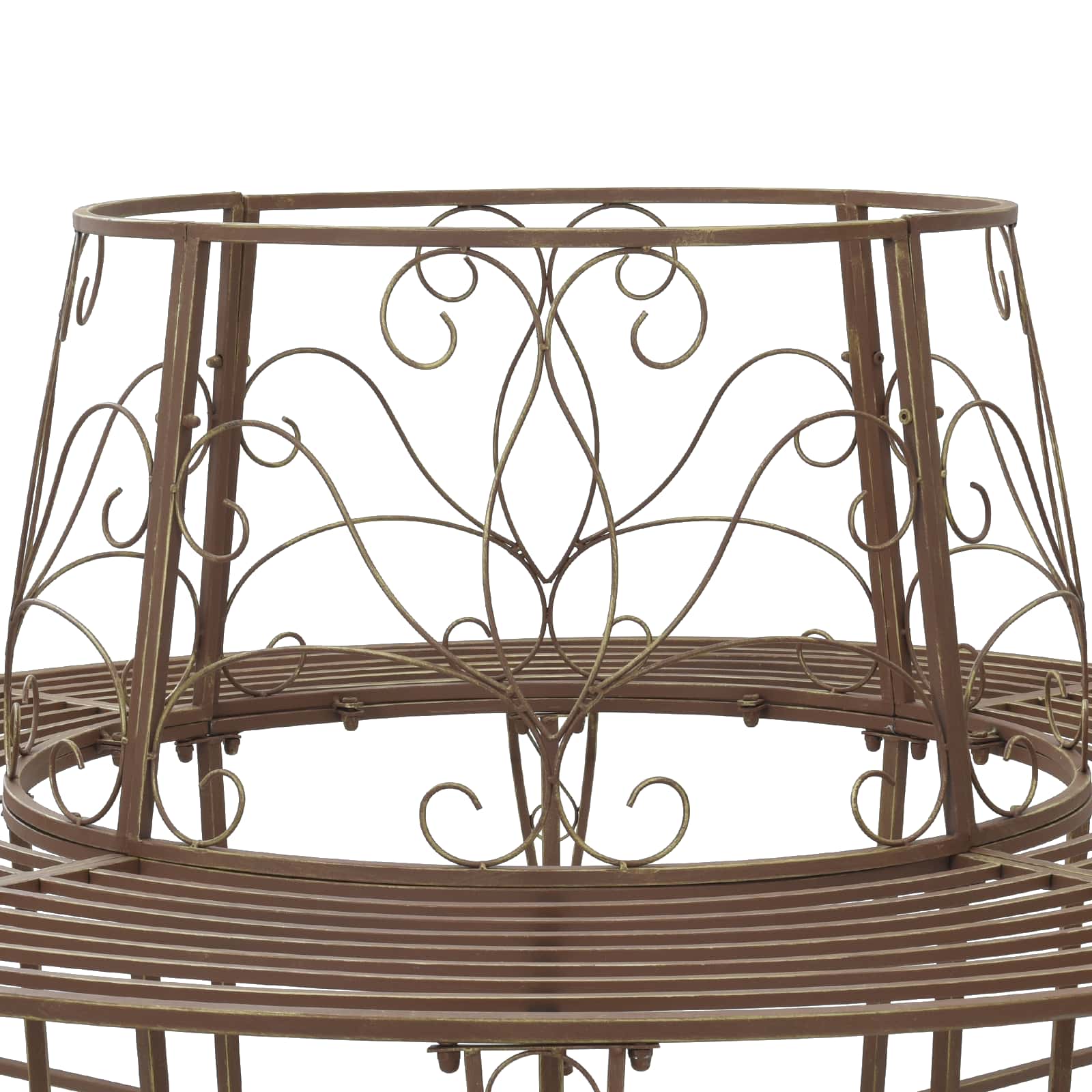 vidaXL Tree Bench 8-Seater Ø 160 x 89 cm Steel Antique Brown Round - 31590