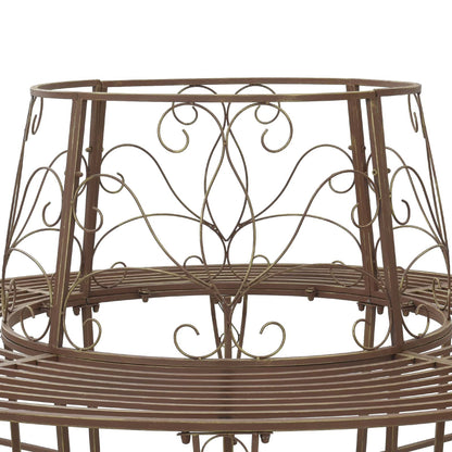 vidaXL Tree Bench 8-Seater Ø 160 x 89 cm Steel Antique Brown Round - 31590