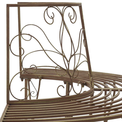 vidaXL Tree Bench 4-Seater 160 x 80 x 89 cm Steel Antique Brown - 31591