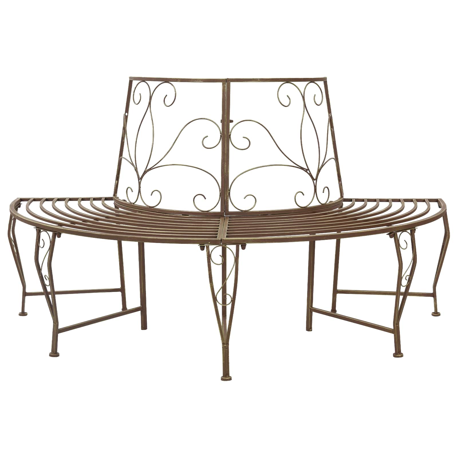 vidaXL Tree Bench 4-Seater 160 x 80 x 89 cm Steel Antique Brown - 31591