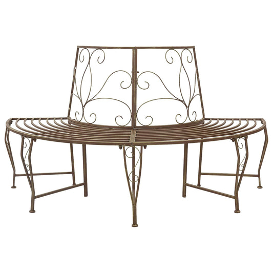 vidaXL Tree Bench 4-Seater 160 x 80 x 89 cm Steel Antique Brown - 31591
