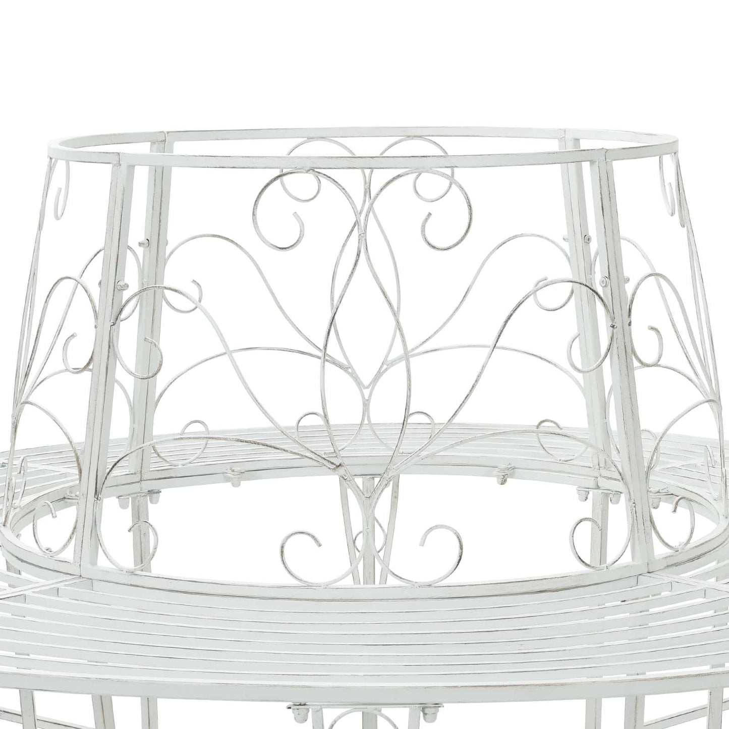 vidaXL Tree Bench 8-Seater Ø 160 x 89 cm Steel Antique White Round - 31594