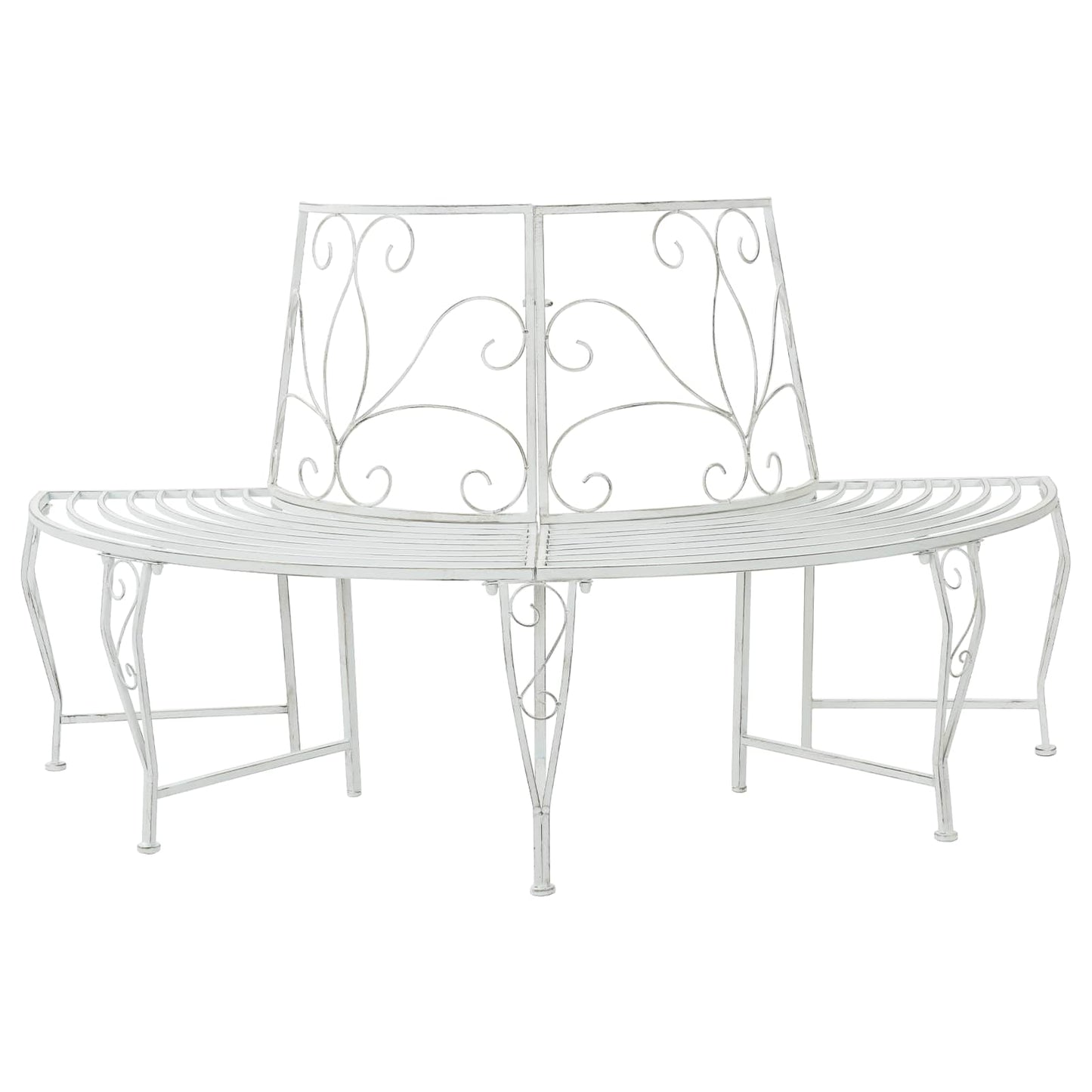 vidaXL Tree Bench 4-Seater 160 x 80 x 89 cm Steel Antique White - 31598