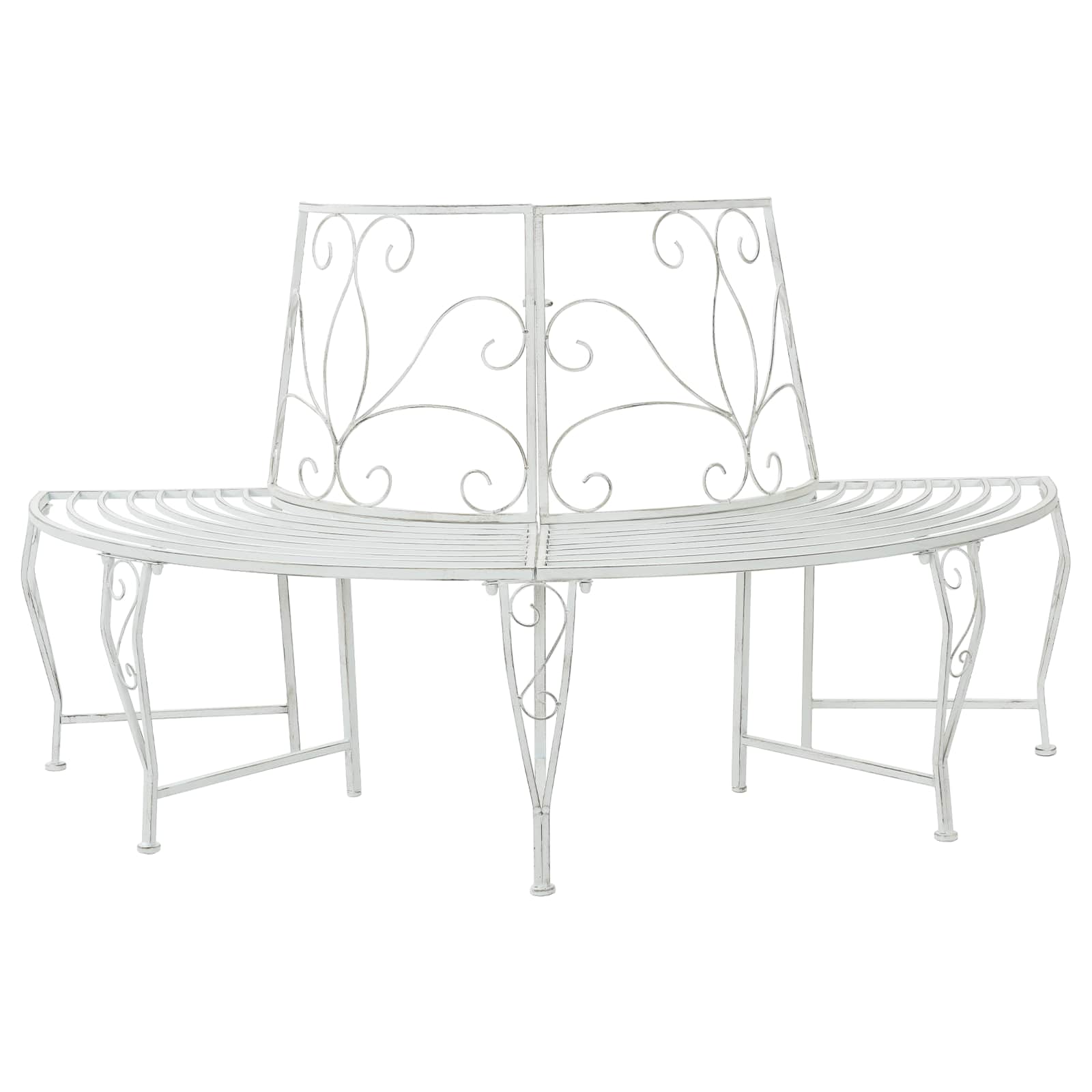 vidaXL Tree Bench 4-Seater 160 x 80 x 89 cm Steel Antique White - 31598