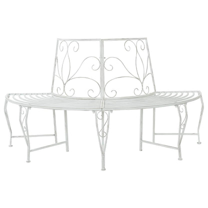 vidaXL Tree Bench 4-Seater 160 x 80 x 89 cm Steel Antique White - 31598