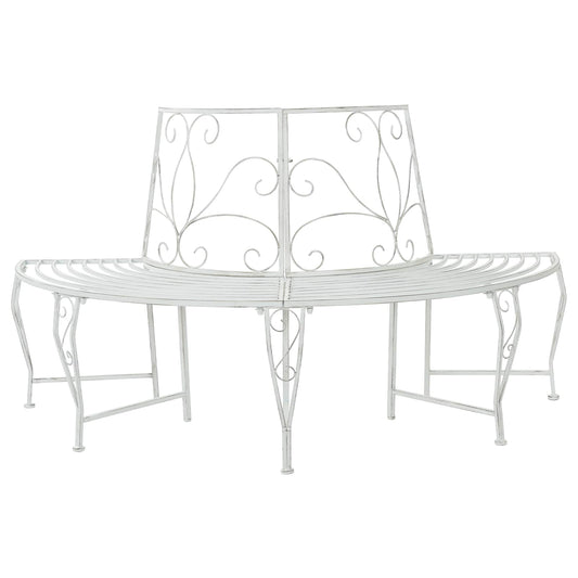 vidaXL Tree Bench 4-Seater 160 x 80 x 89 cm Steel Antique White - 31598