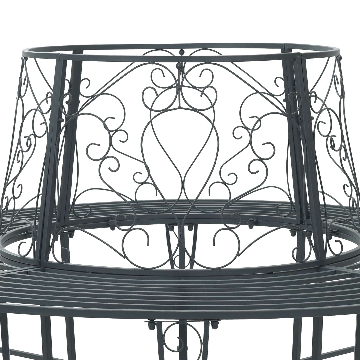 vidaXL Tree Bench 8-Seater Ø 160 x 89 cm Steel Silver Grey Round - 31602