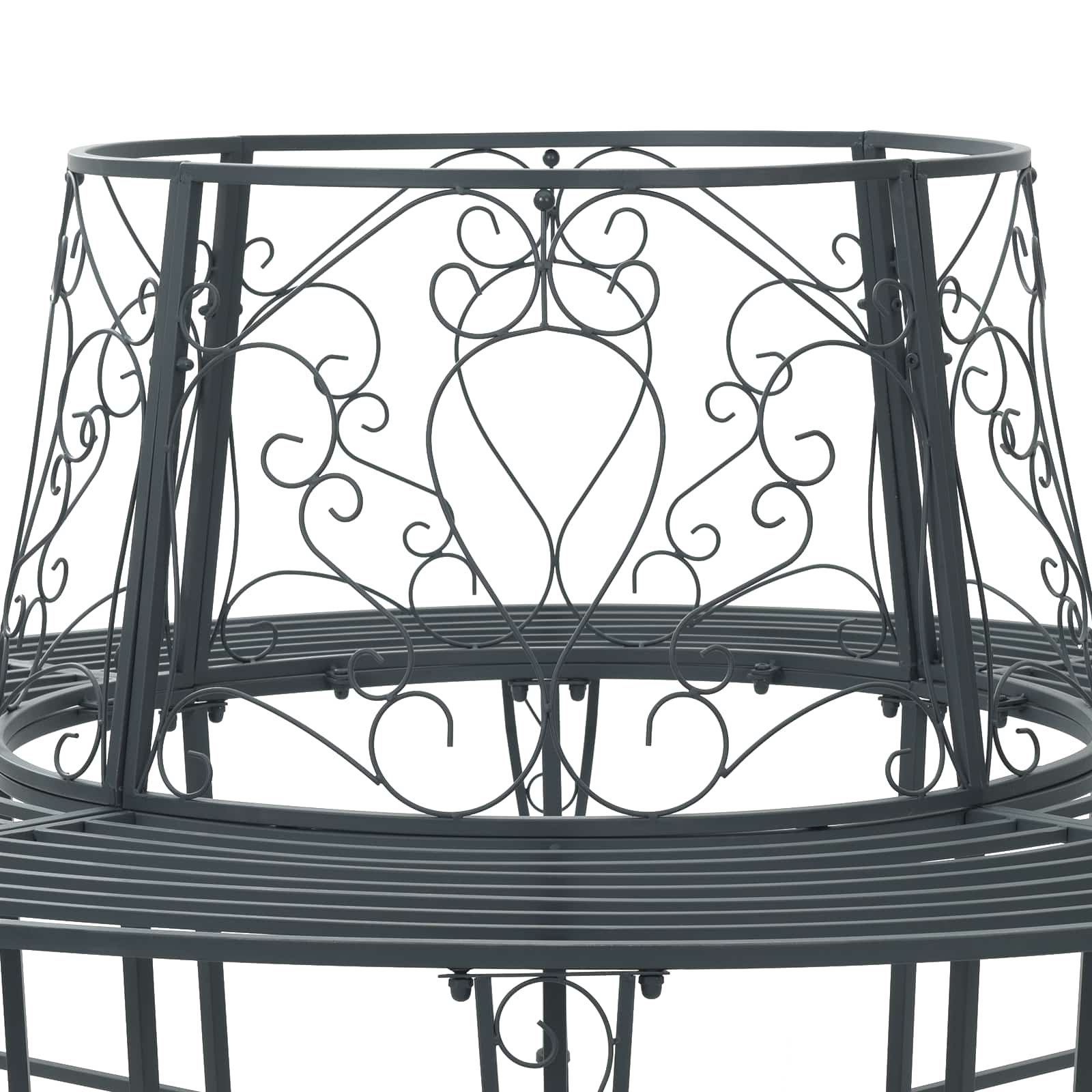 vidaXL Tree Bench 8-Seater Ø 160 x 89 cm Steel Silver Grey Round - 31602