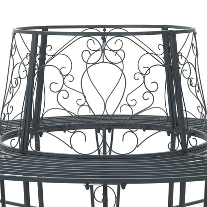 vidaXL Tree Bench 8-Seater Ø 160 x 89 cm Steel Silver Grey Round - 31602