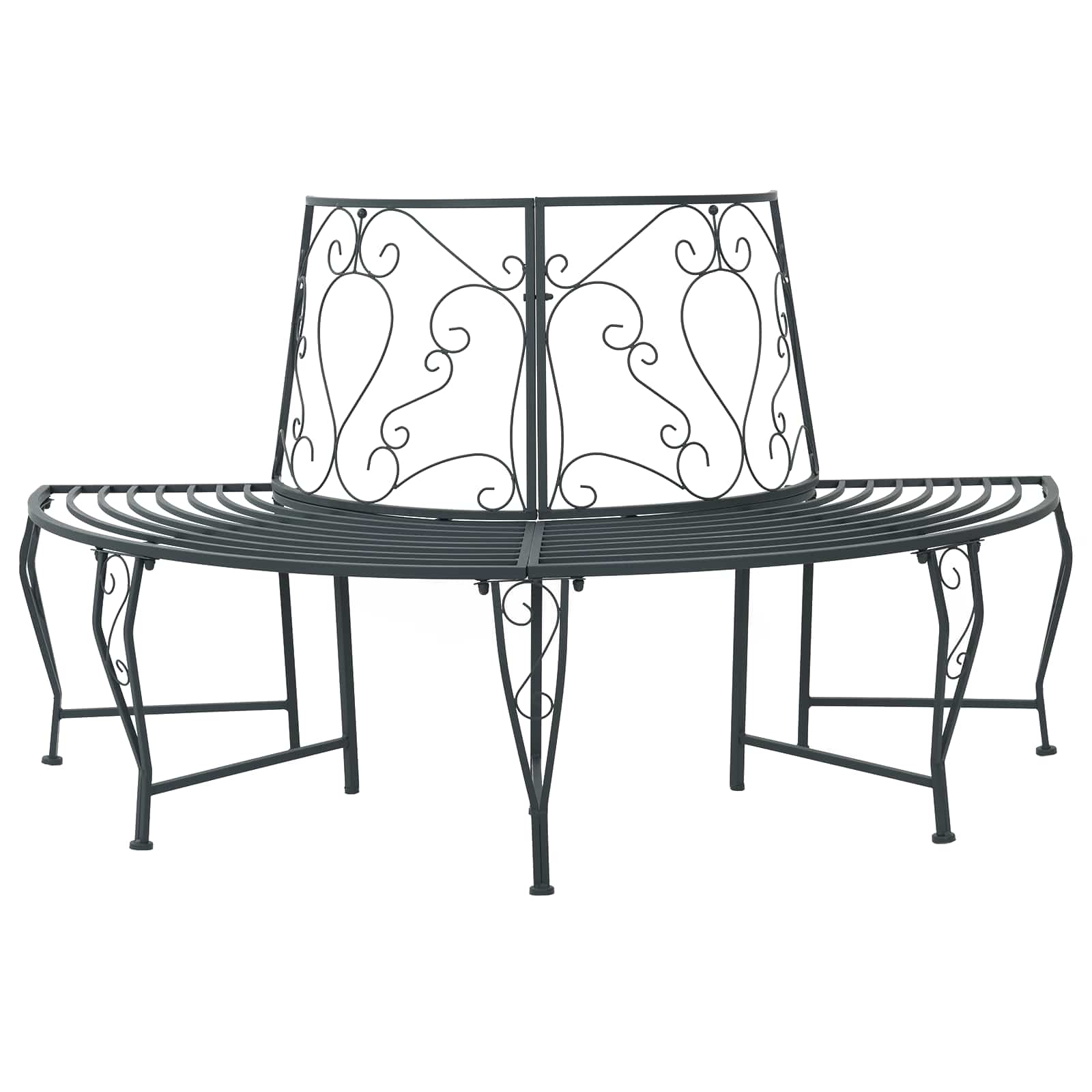 vidaXL Tree Bench 4-Seater 160 x 80 x 89 cm Steel Silver Grey - 31604