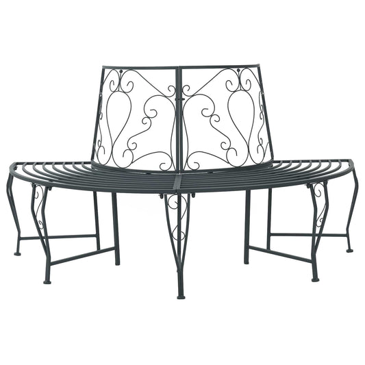 vidaXL Tree Bench 4-Seater 160 x 80 x 89 cm Steel Silver Grey - 31604
