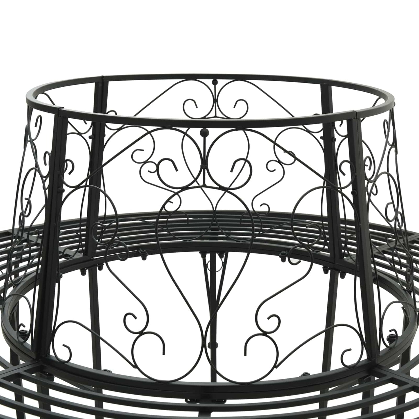 vidaXL Tree Bench 8-Seater Ø 160 x 89 cm Steel Black Round - 31613