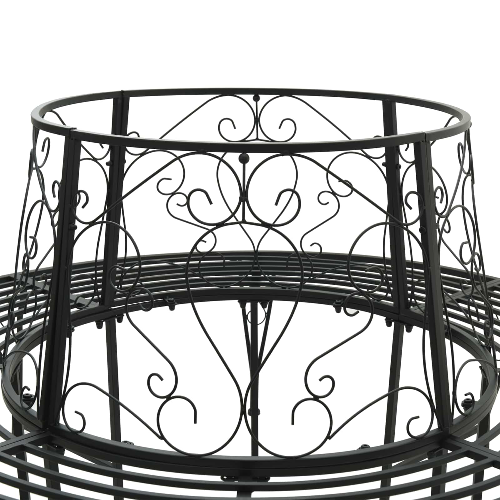 vidaXL Tree Bench 8-Seater Ø 160 x 89 cm Steel Black Round - 31613