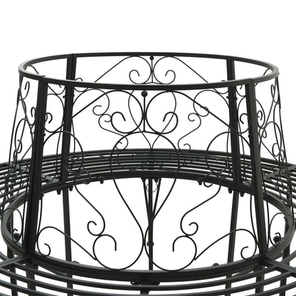 vidaXL Tree Bench 8-Seater Ø 160 x 89 cm Steel Black Round - 31613