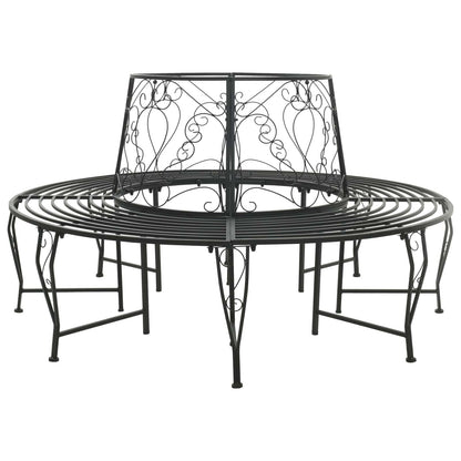 vidaXL Tree Bench 8-Seater Ø 160 x 89 cm Steel Black Round - 31613