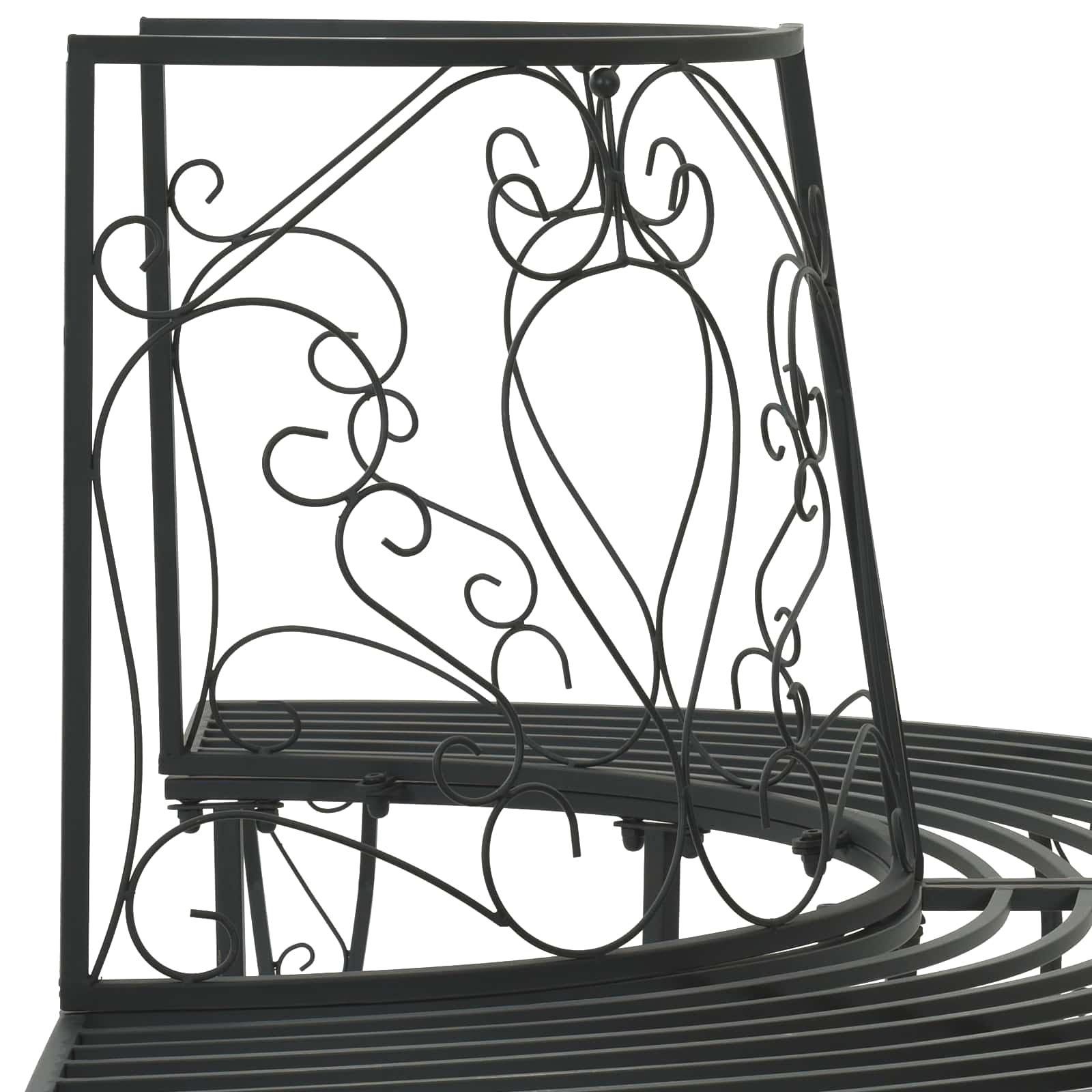 vidaXL Tree Bench 4-Seater 160 x 80 x 89 cm Steel Black Half-round - 31617