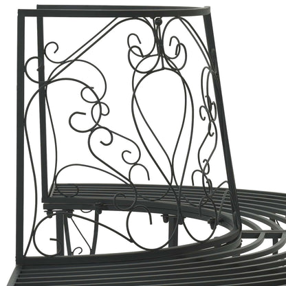 vidaXL Tree Bench 4-Seater 160 x 80 x 89 cm Steel Black Half-round - 31617