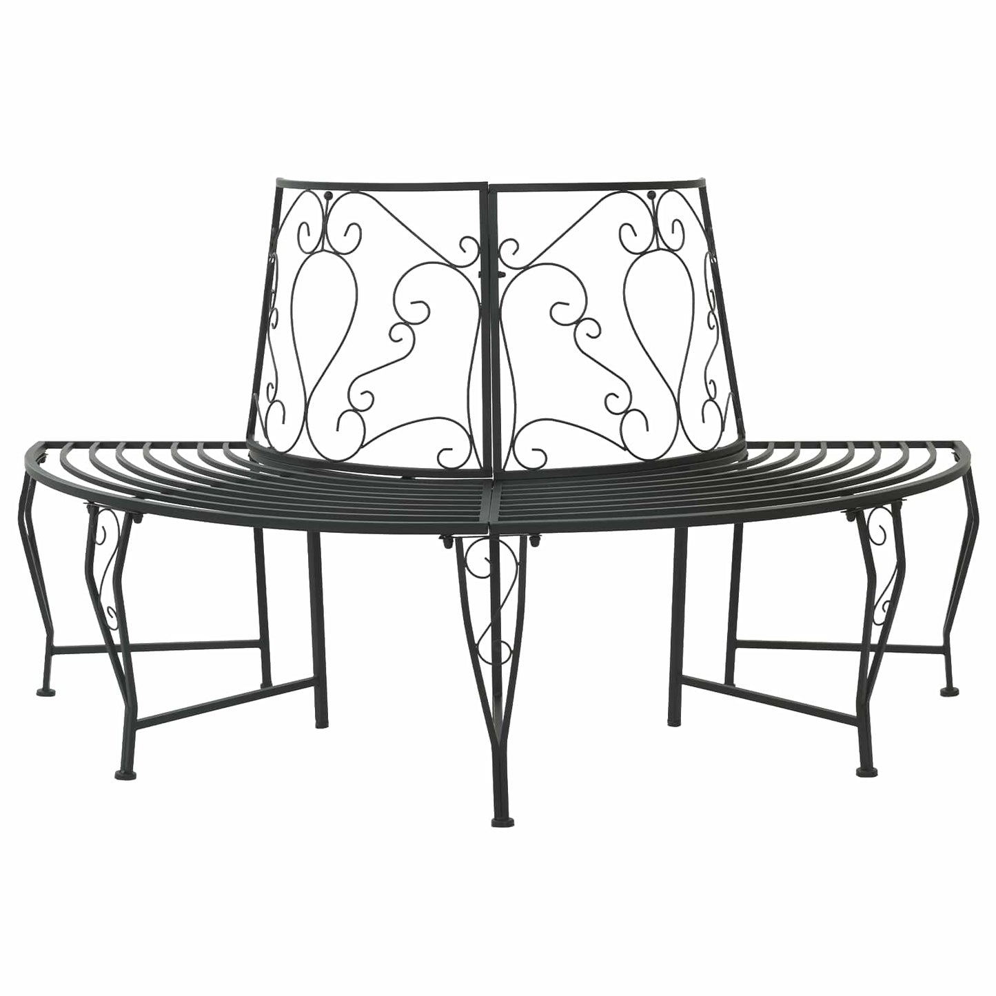 vidaXL Tree Bench 4-Seater 160 x 80 x 89 cm Steel Black Half-round - 31617
