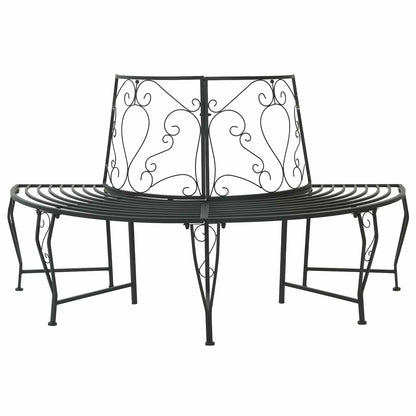 vidaXL Tree Bench 4-Seater 160 x 80 x 89 cm Steel Black Half-round - 31617