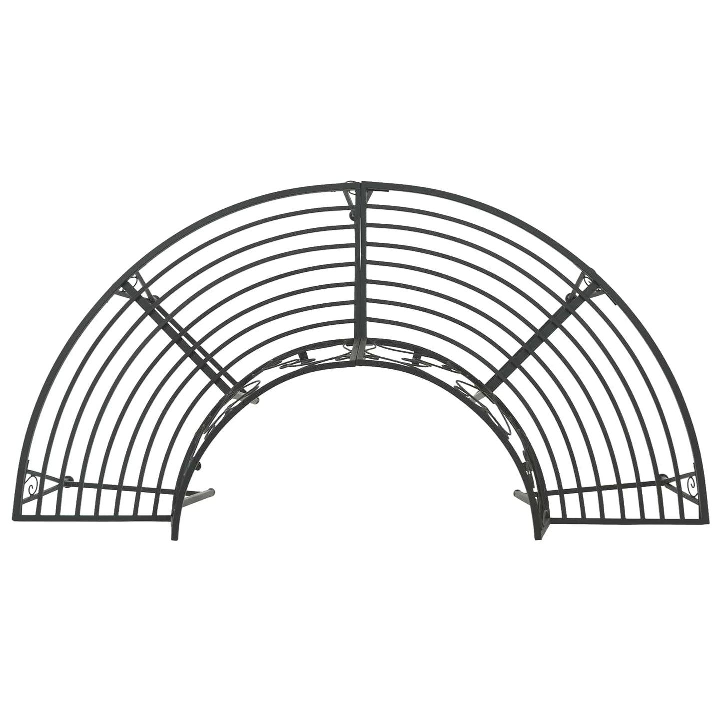 vidaXL Tree Bench 4-Seater 160 x 80 x 89 cm Steel Black Half-round - 31617