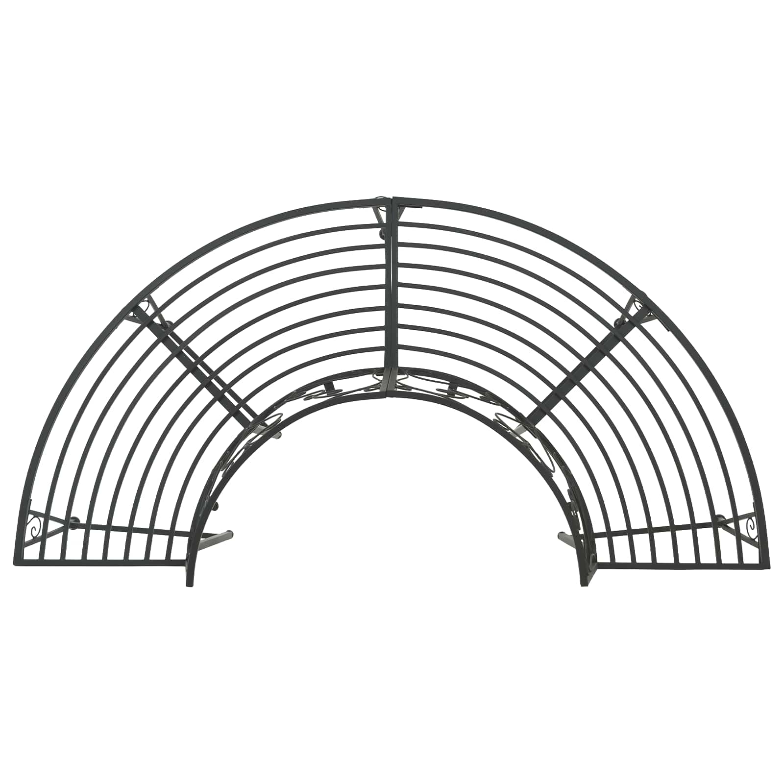 vidaXL Tree Bench 4-Seater 160 x 80 x 89 cm Steel Black Half-round - 31617