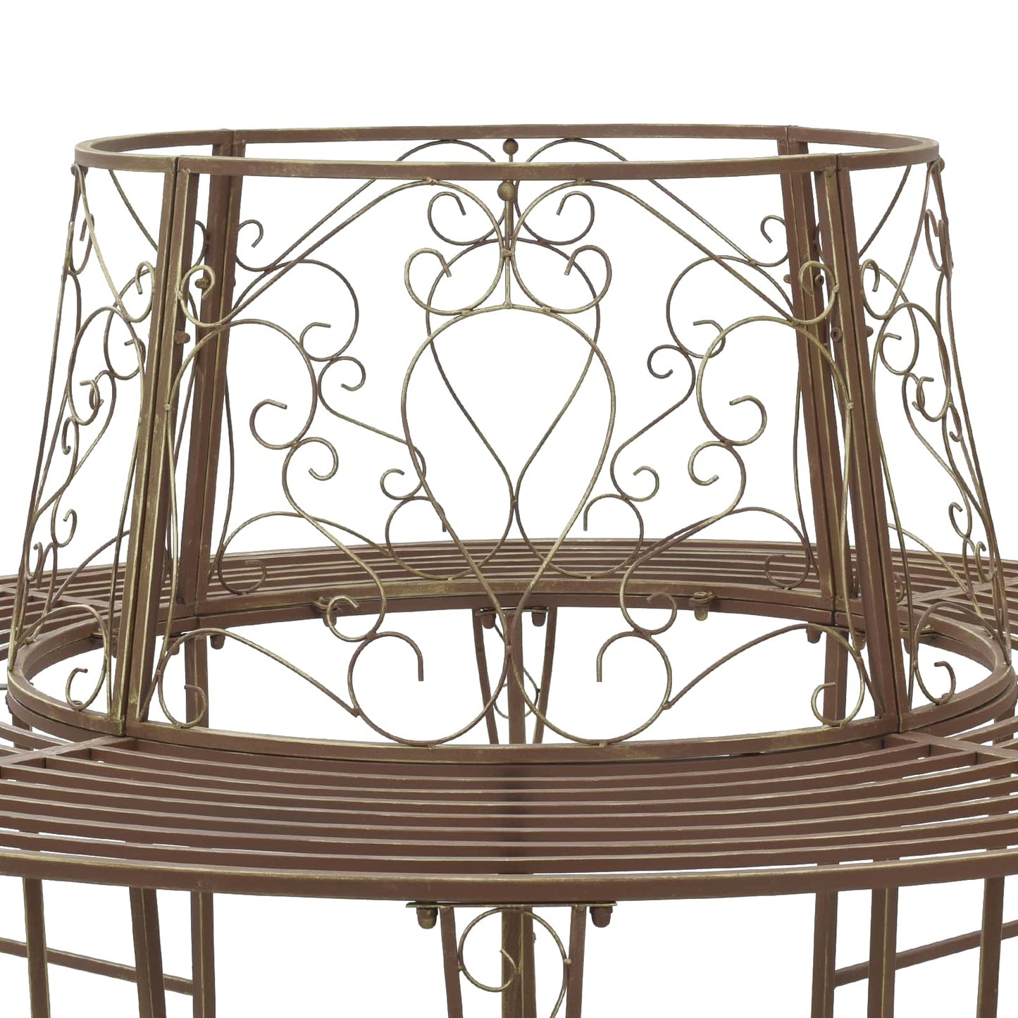vidaXL Tree Bench 8-Seater Ø 160 x 89 cm Steel Antique Brown Round - 31618