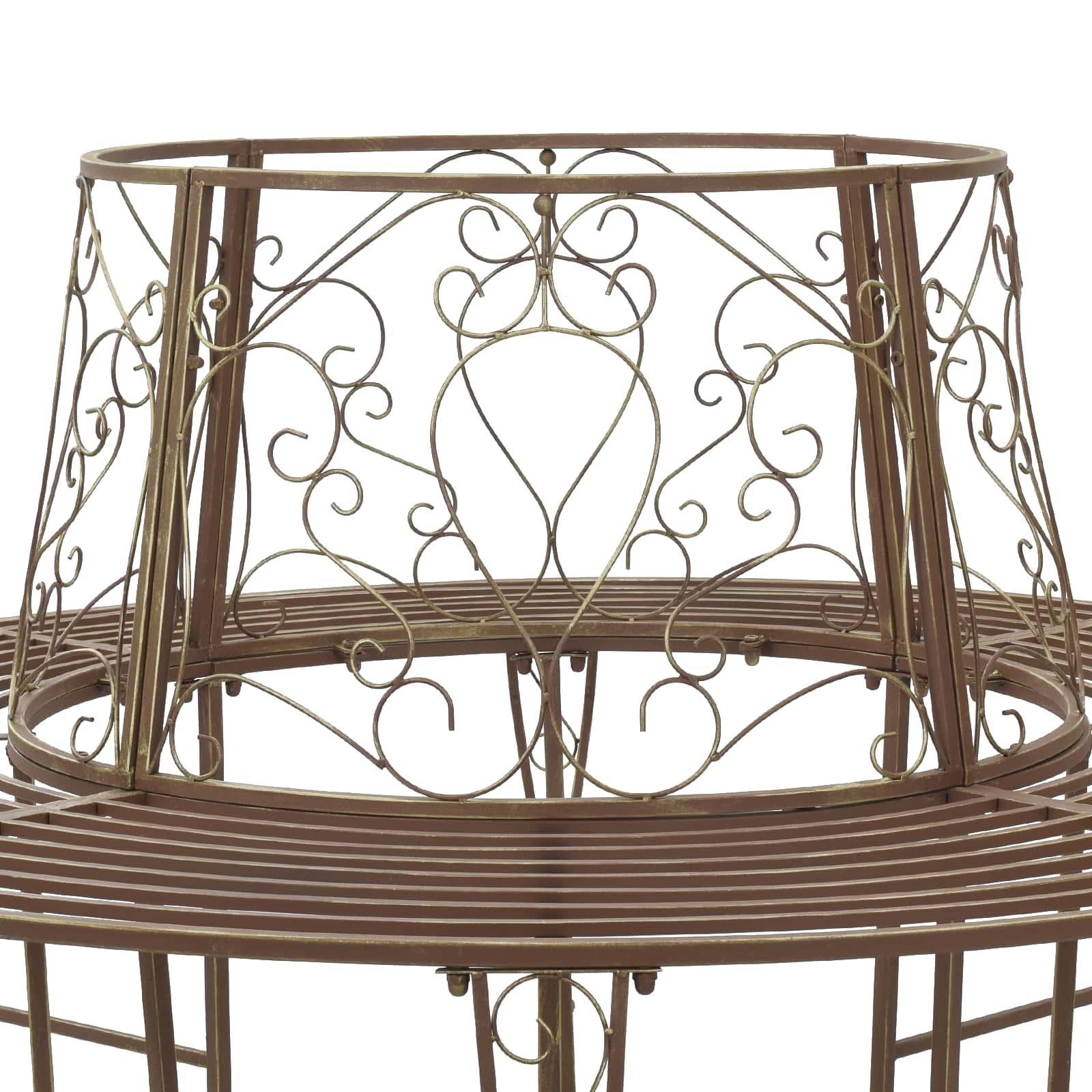 vidaXL Tree Bench 8-Seater Ø 160 x 89 cm Steel Antique Brown Round - 31618