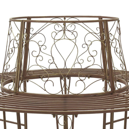 vidaXL Tree Bench 8-Seater Ø 160 x 89 cm Steel Antique Brown Round - 31618