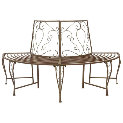 vidaXL Tree Bench 4-Seater 160 x 80 x 89 cm Steel Antique Brown - 31621