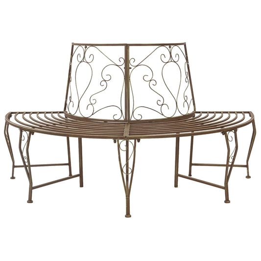 vidaXL Tree Bench 4-Seater 160 x 80 x 89 cm Steel Antique Brown - 31621