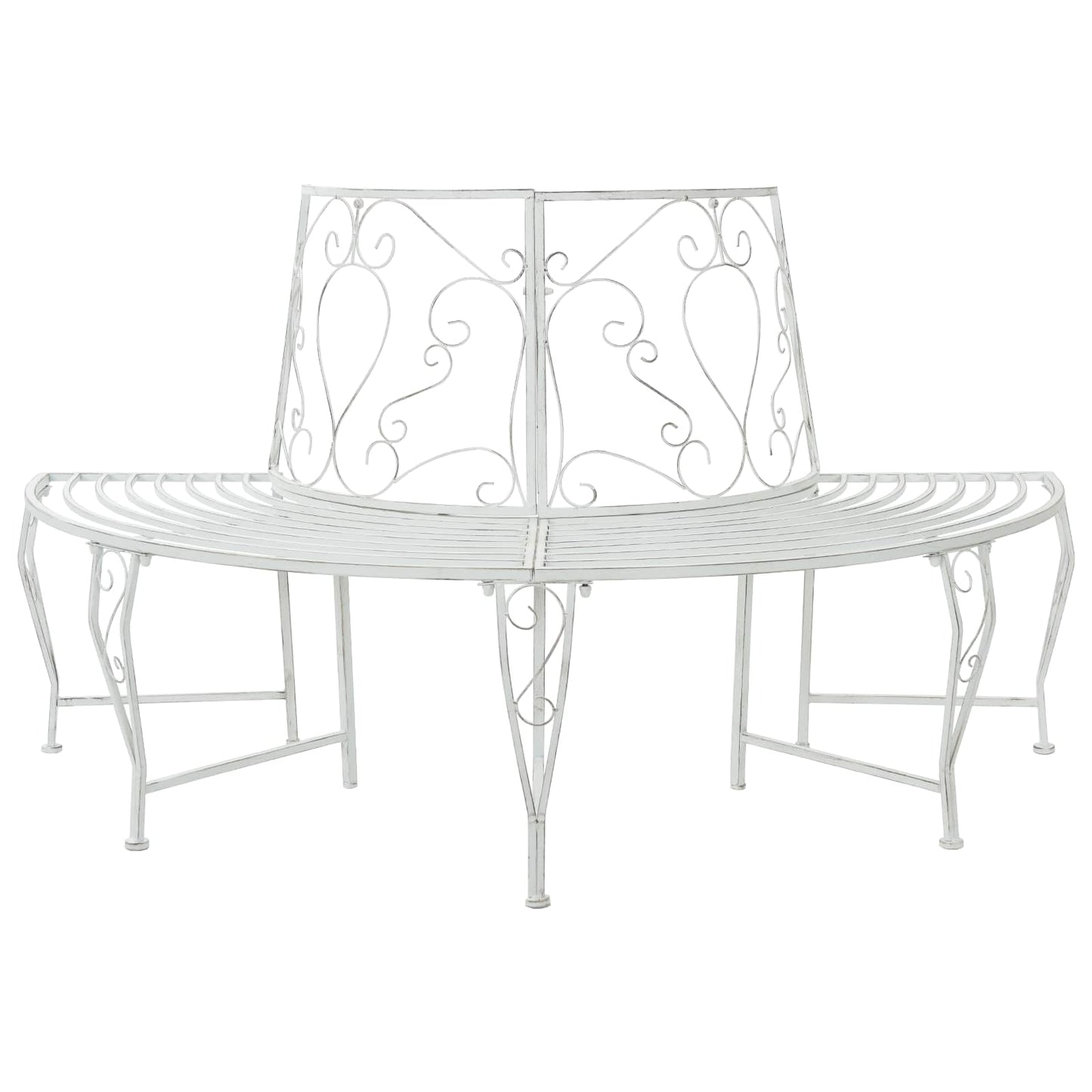 vidaXL Tree Bench 4-Seater 160 x 80 x 89 cm Steel Antique White - 31626