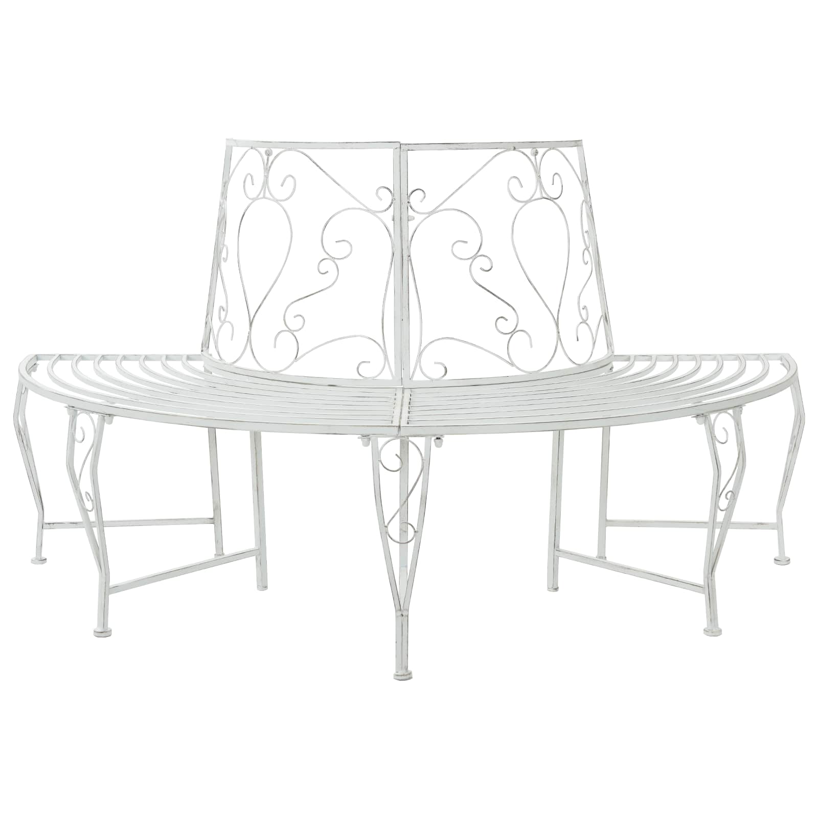 vidaXL Tree Bench 4-Seater 160 x 80 x 89 cm Steel Antique White - 31626