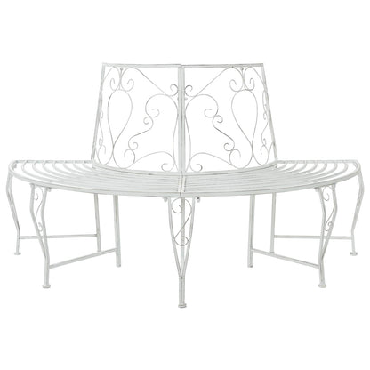 vidaXL Tree Bench 4-Seater 160 x 80 x 89 cm Steel Antique White - 31626