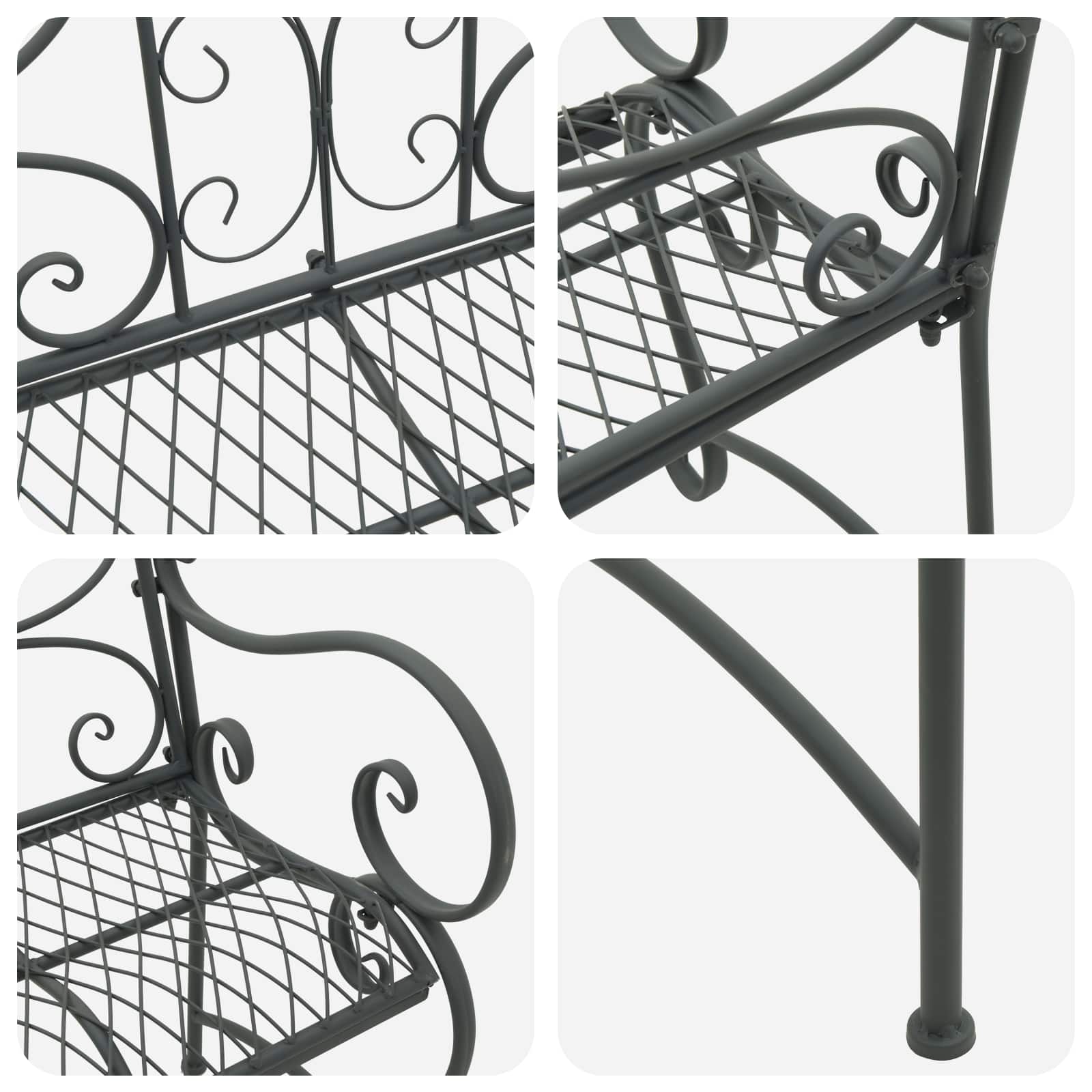 vidaXL Garden Bench 2-Seater 114 x 56.5 x 90 cm Steel Silver Grey