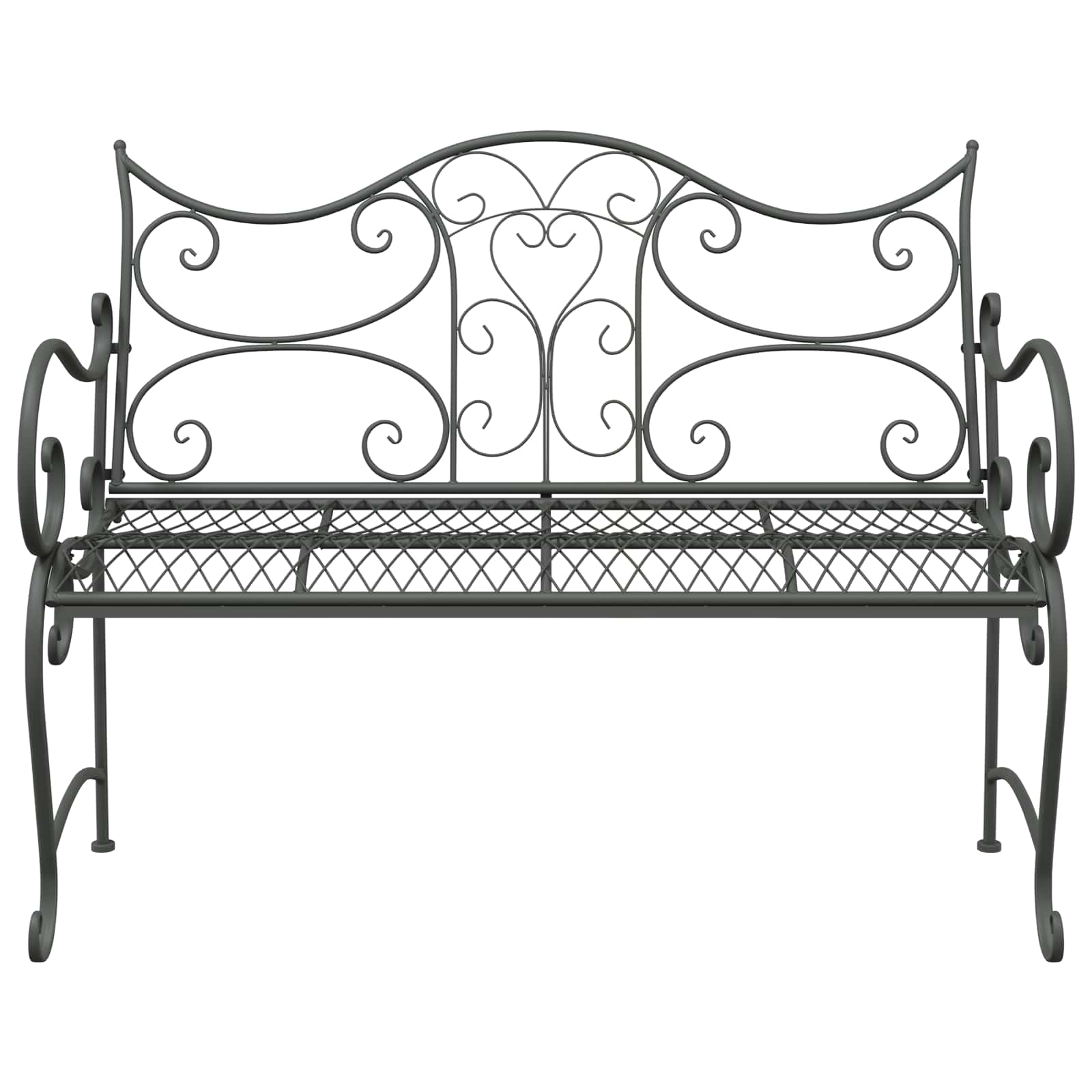 vidaXL Garden Bench 2-Seater 114 x 56.5 x 90 cm Steel Silver Grey