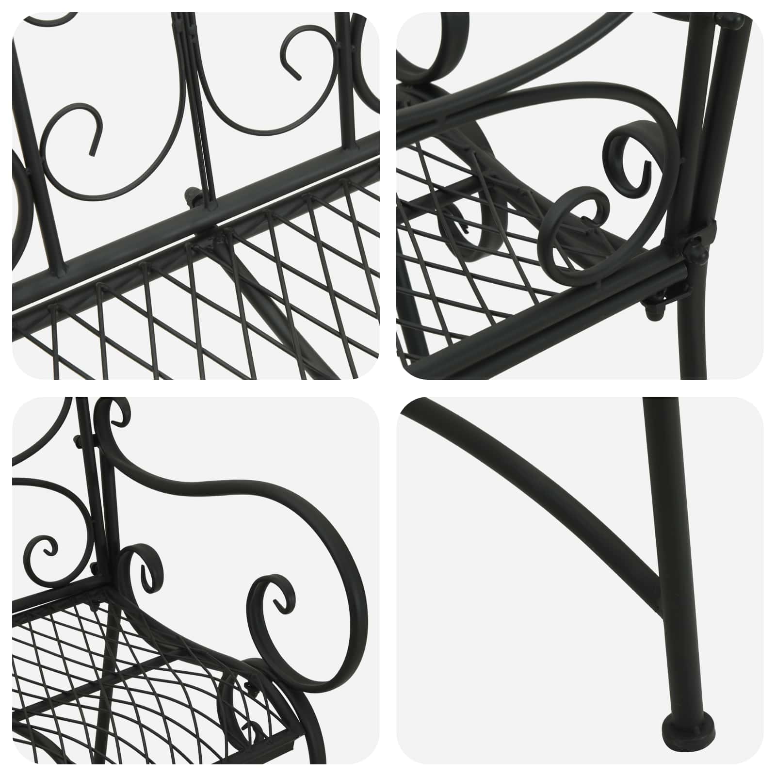 vidaXL Garden Bench 2-Seater 114 x 56.5 x 90 cm Steel Black
