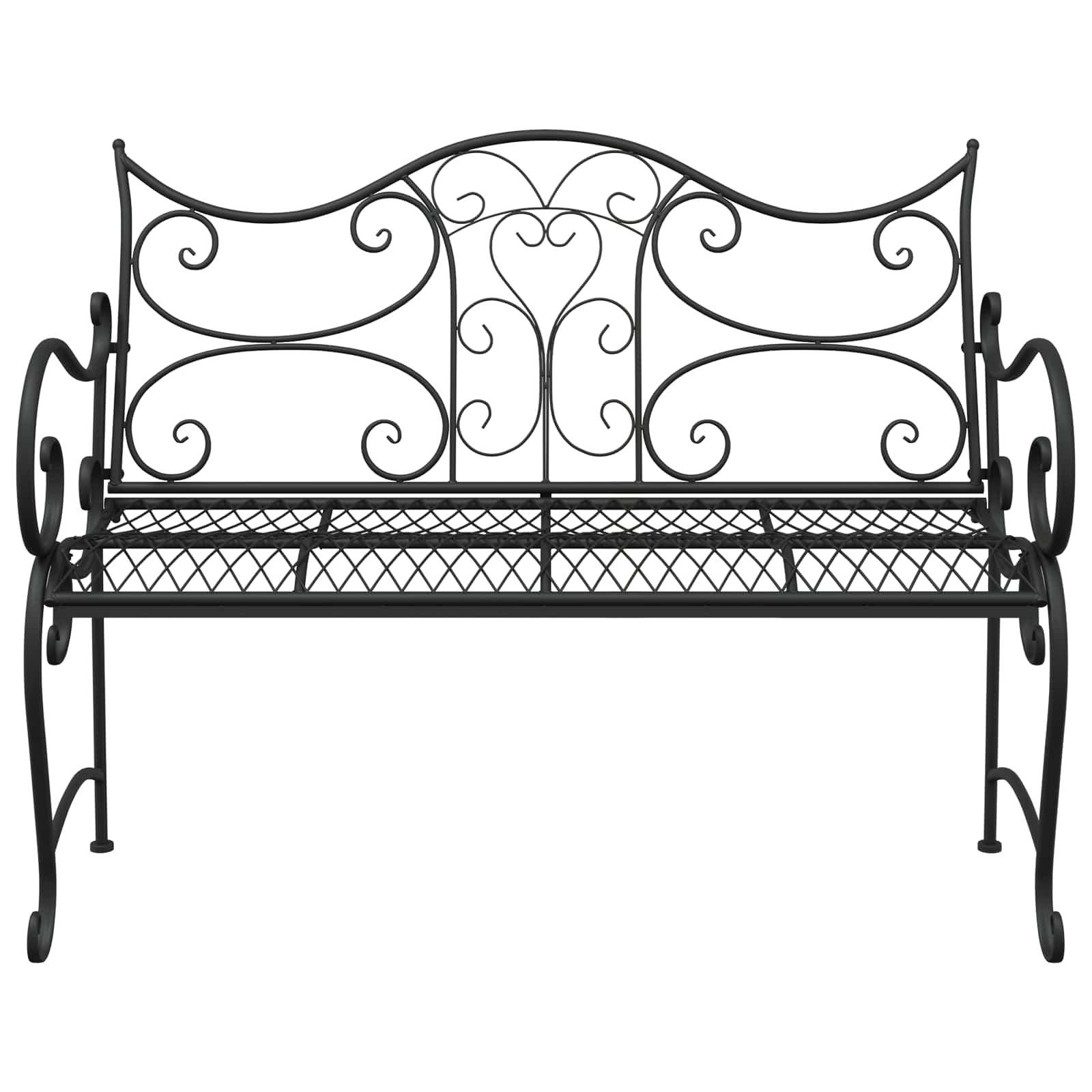 vidaXL Garden Bench 2-Seater 114 x 56.5 x 90 cm Steel Black
