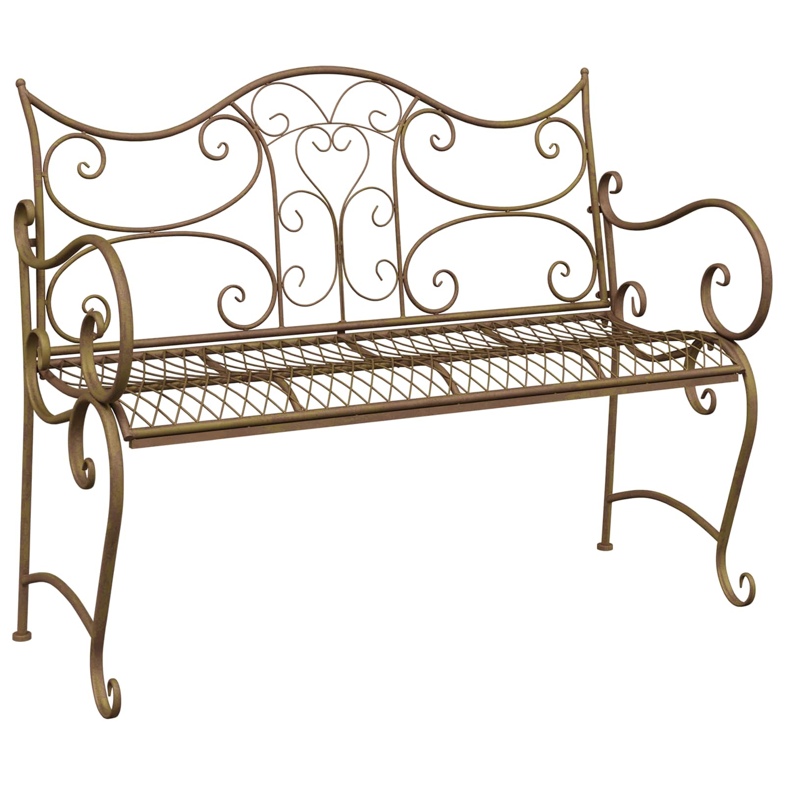 vidaXL Garden Bench 2-Seater 114 x 56.5 x 90 cm Steel Antique Brown