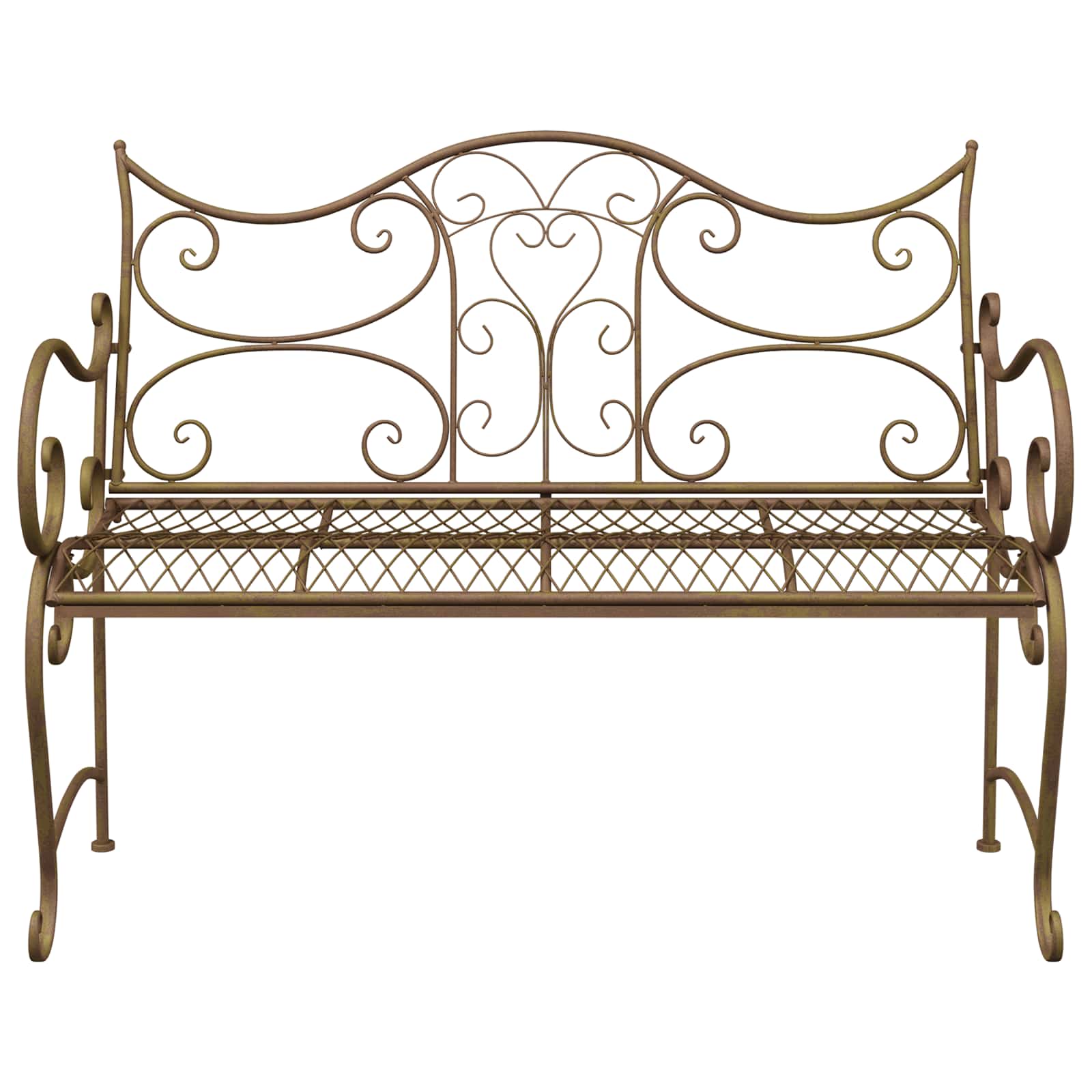 vidaXL Garden Bench 2-Seater 114 x 56.5 x 90 cm Steel Antique Brown