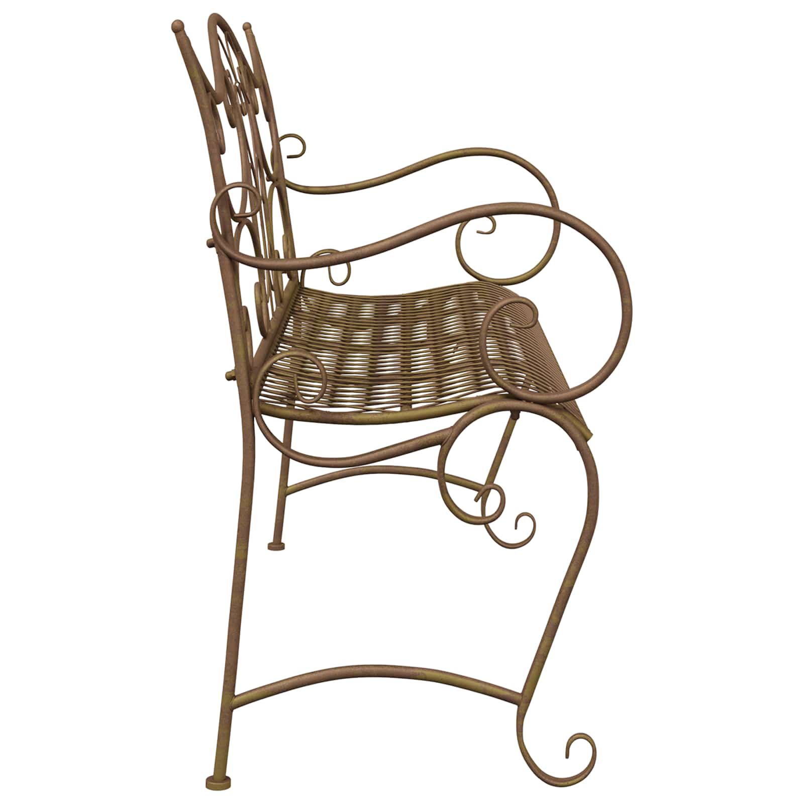 vidaXL Garden Bench 2-Seater 114 x 56.5 x 90 cm Steel Antique Brown