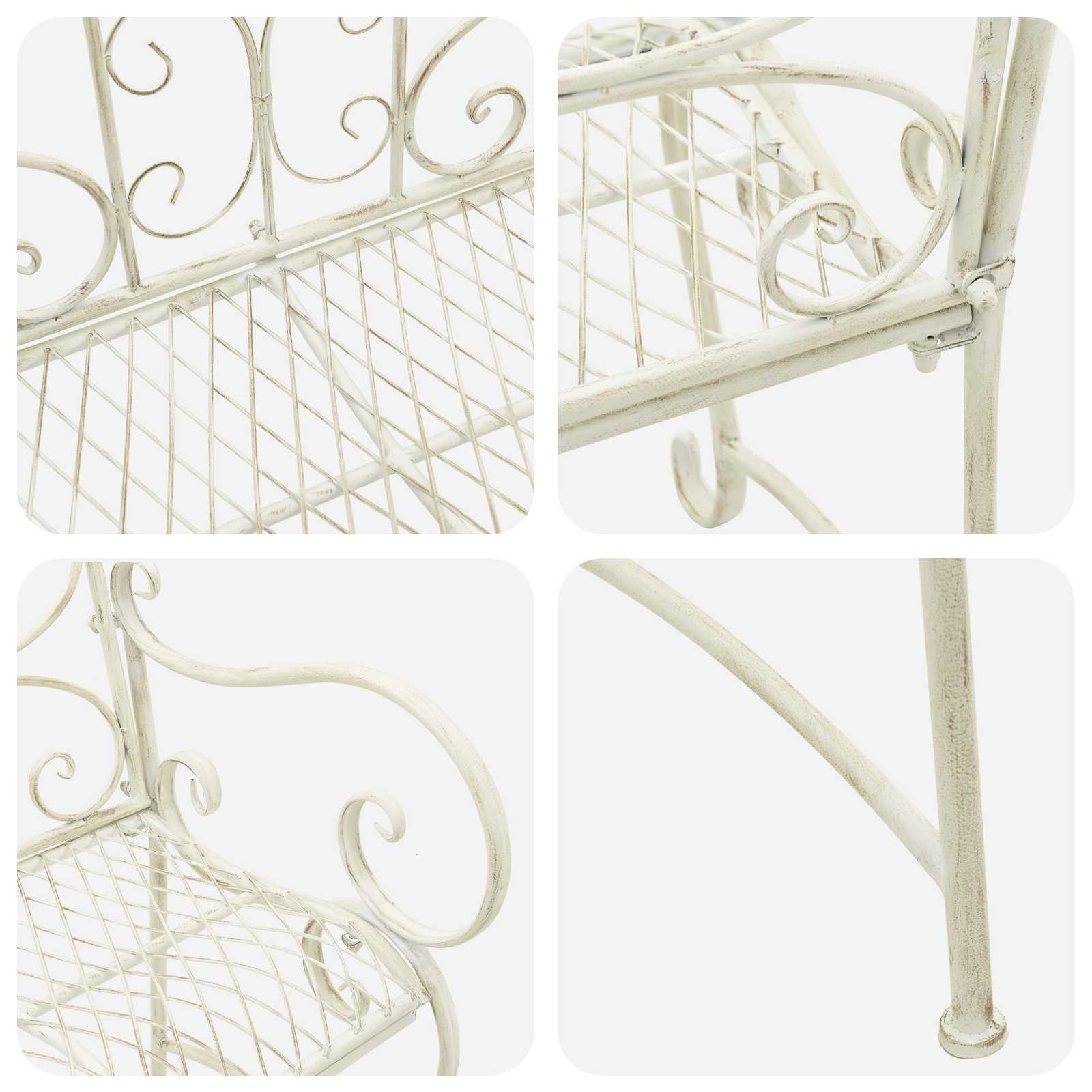 vidaXL Garden Bench 2-Seater 114 x 56.5 x 90 cm Steel Antique White