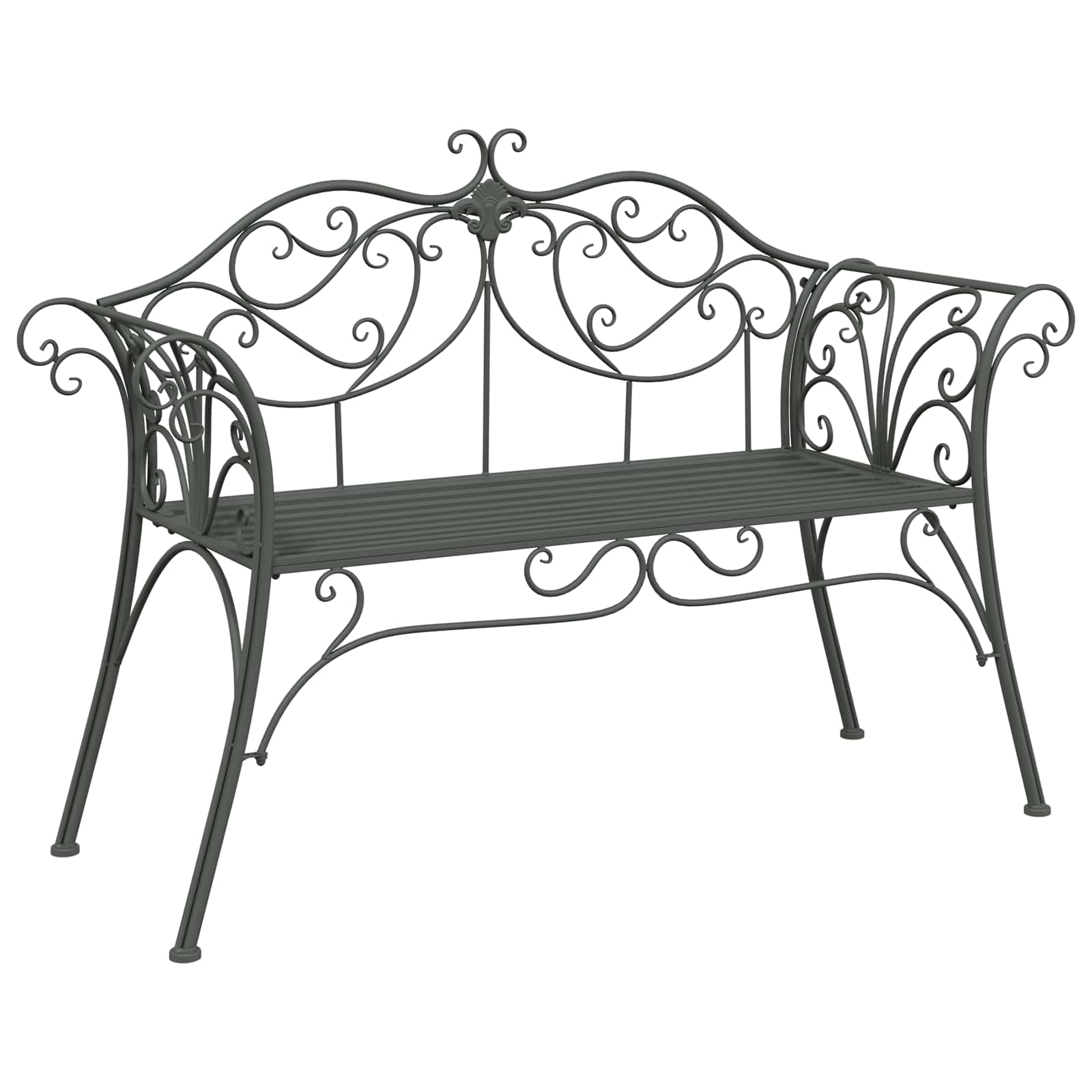 vidaXL Garden Bench 2-Seater 130 x 47 x 90 cm Steel Silver Grey