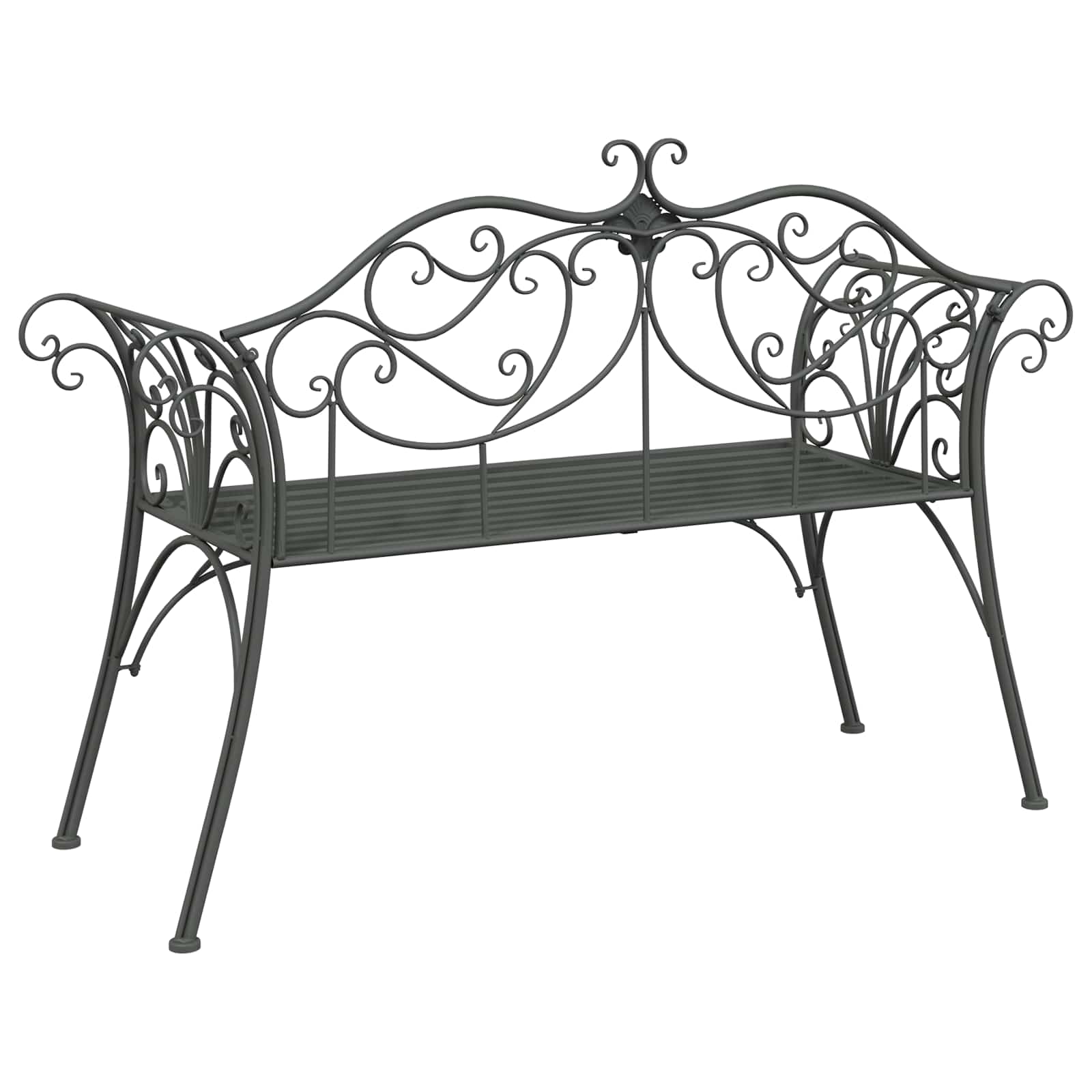 vidaXL Garden Bench 2-Seater 130 x 47 x 90 cm Steel Silver Grey